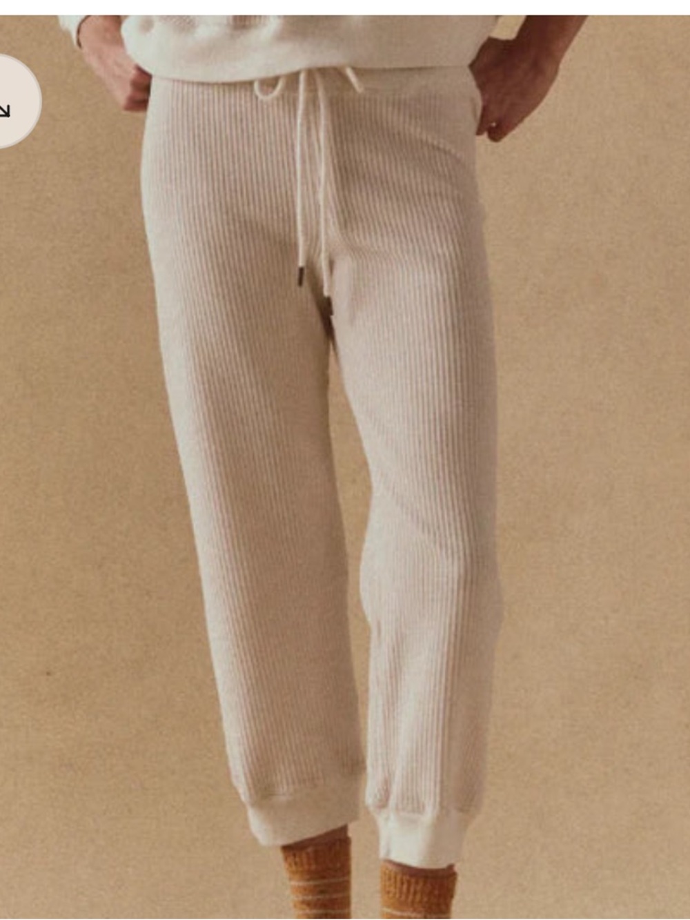 The Great Cozy Ribbed Knit Joggers in Cream